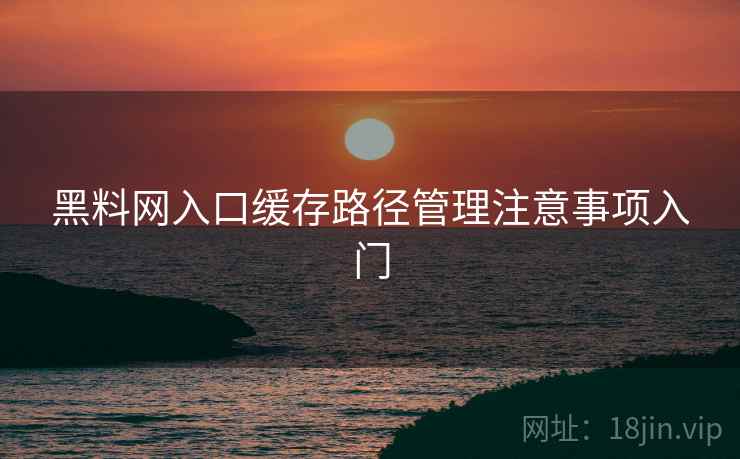 黑料网入口缓存路径管理注意事项入门