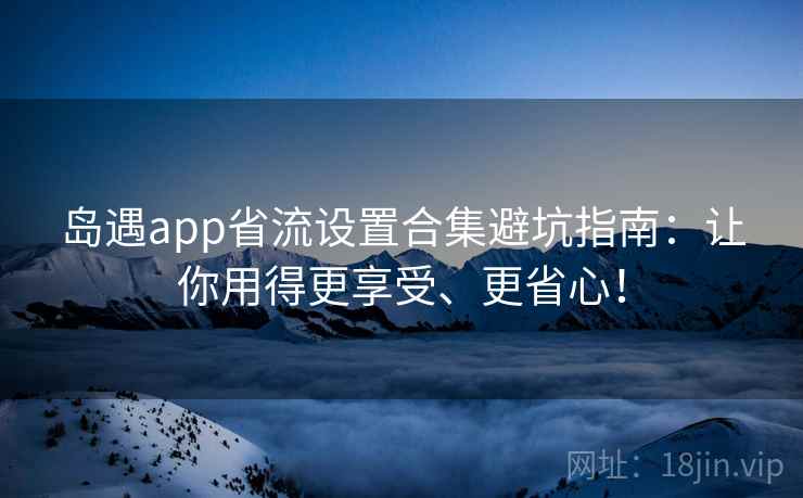 岛遇app省流设置合集避坑指南：让你用得更享受、更省心！