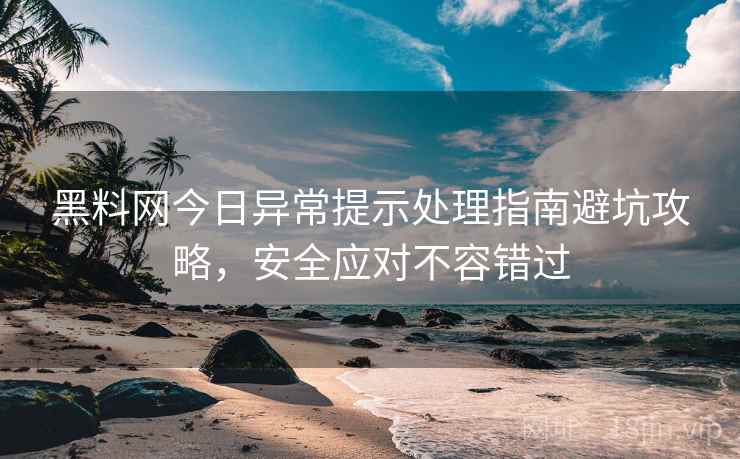 黑料网今日异常提示处理指南避坑攻略，安全应对不容错过